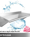 Stainless Steel Wall Mount Shelf 12x24 Inches Heavy Duty Kitchen Utility Rack Space Saver Rust Resistant Corrosion Proof Wall Mounted Pantry Organizer Durable Modern Finish with Easy to Clean Feature