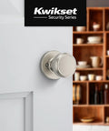 Maven Dummy Door Knob For Closets And French Double Doors, Satin Nickel on white interior door
