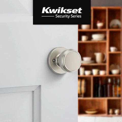 Maven Dummy Door Knob For Closets And French Double Doors, Satin Nickel on white interior door