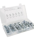80 Pack Carbon Steel Galvanized T Nuts Pronged Tee Nut Set With Four Claws For Wood And Furniture Sizes Four Inch, Five Sixteenth Inch, And Three Eighths Inch Lightweight And Portable Hardware Kit That Is Easy To Install in open plastic case