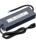 Heavy Duty 300W IP67 Waterproof LED Power Supply, 90-130V AC To 12V DC, 25A Output, black rectangular unit with power cord.