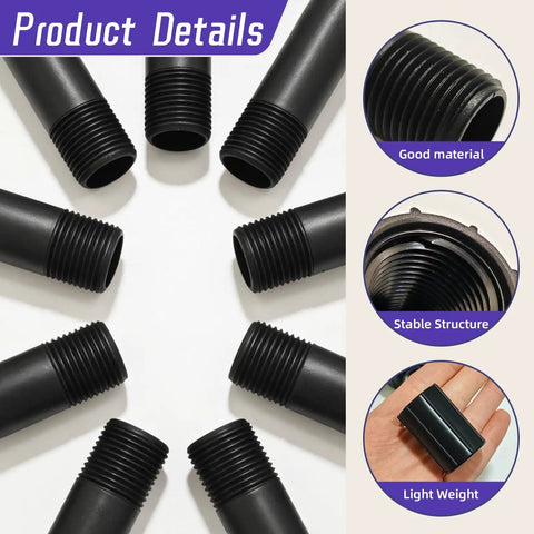 12 Pcs 1/2 Inch MNPT Sprinkler Riser Extensions And 6 Pcs 1/2 Inch Double Female FNPT Connectors For Lawn Garden Irrigation System Extending Riser Height And Linking Sections For Flexible Sprinkler Setup