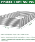 3 Pack Corrugated Galvanized Steel Raised Garden Beds Outdoor Rectangle 36x18 Inches For Vegetables And Flowers, side view with dimensions