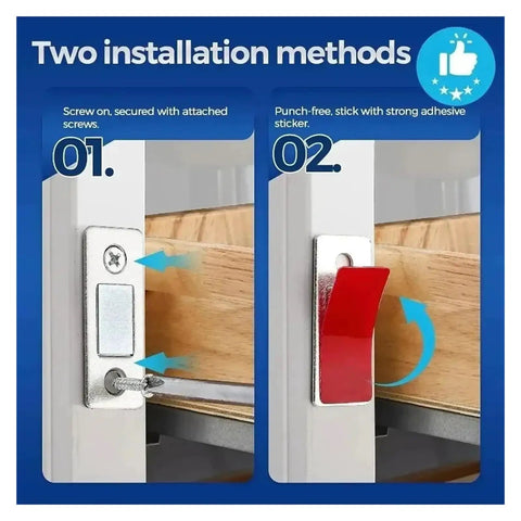 Ultra Thin Magnetic Cabinet Catches With Invisible Magnets Self Adhesive Furniture Latch Six Set Silver installation methods