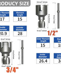Integrated Internal And External Pipe Threading Tool For One Half Inch And Three Quarter Inch PVC Pipes, Pro Grade Quick And Easy Thread Cutter dimensions and sizes.