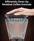 Premium Home Barista Combo Loaded With A 58Mm Commercial Style Espresso Maker And Precision Conical Burr Grinder features easy cleanup for coffee grounds.