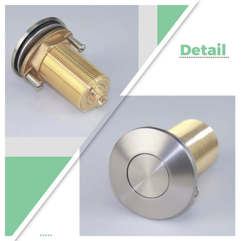 All Brass Air Switch Button For Sink Top Garbage Disposal Round Brushed Nickel, Air Activated Button With No Plastic, Built
