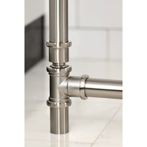Close-up of brushed nickel finish on solid brass Tub Waste And Overflow Drain Assembly With Double Pivoting Action, Toe Touch Stopper