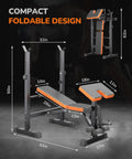 Six In One Weight Bench Set With Leg Press Preacher Curl Rack Adjustable Workout Bench And Squat Rack compact foldable design