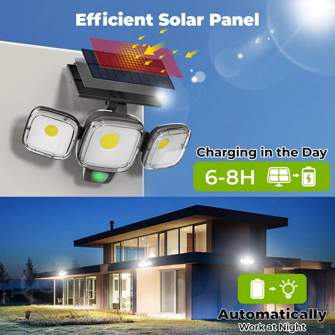 Solar Motion Sensor Outdoor Lights With Two Seventy Degree Coverage Hella Bright Cob Led Chip Three Smart Lighting Modes No Wire Hassle Solid Two Pack For Backyard Security And After Dark Chills