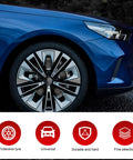 Fresh Dope Matte Black American Flag Wheel Center Cap Stickers 4 Pack 56Mm close-up on stylish car wheel hub with sleek finish