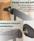 Extra Wide 29.7 to 57 Inch Walk Through Baby Gate for Stairs and Doorways, No Fuss Pressure Mounted Safety Gate for Kids and Pets, Black