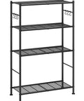 Kick Clutter Out With These Four Tier Storage Shelves Packing Six Tough As Nails Hooks And Self Leveling Feet No Sweat Assembly Rust Proof Steel Organizer Rack For Garage Kitchen Bedroom Black, four tier black steel shelving unit.