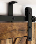 8Ft Ceiling Mount Sliding Barn Door Hardware Kit For 48 Inch Wide Single Wood Door, Low Ceiling L Shape Bracket System