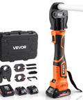 VEVOR 18V Cordless Electric PEX Pipe Press Crimping Tool with case and batteries for professional plumbing equipment.