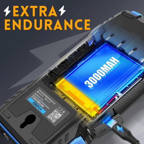 3000mAh battery inside 3 In 1 Handheld Oscilloscope Multimeter With DDS Generator, showing USB port and extra endurance feature.