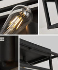 Details of Black 3 Light Flush Mount Ceiling Fixture With Industrial Metal Style for farmhouse lighting close-up