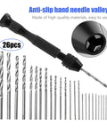 Kickass Micro Drill Kit With Sleek Pin Vise And Compact Bench Vise for Tough Wood Carving and Sweet Jewelry Crafting Using Heavy Duty Aluminum Tools, 26 pcs drill set.