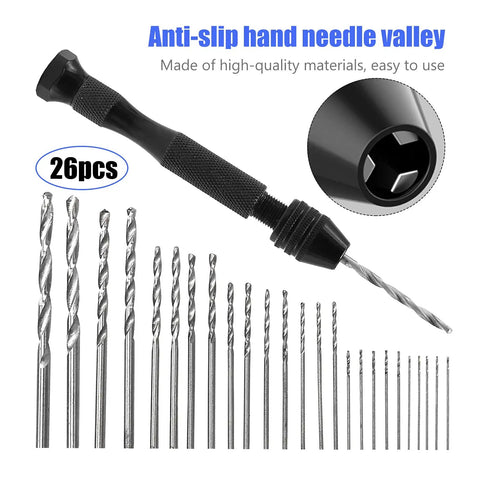 Kickass Micro Drill Kit With Sleek Pin Vise And Compact Bench Vise for Tough Wood Carving and Sweet Jewelry Crafting Using Heavy Duty Aluminum Tools, 26 pcs drill set.
