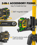 4x360 Degree Self Leveling Laser Level With Tripod And Pole, Green Line 360 Degree Laser, Boss-Level Precision Horizontal And Vertical Alignment, 2 Li-ion Batteries, Great For Picture Hanging, Tile, And Home Renovation mounted on 1/4-inch holder