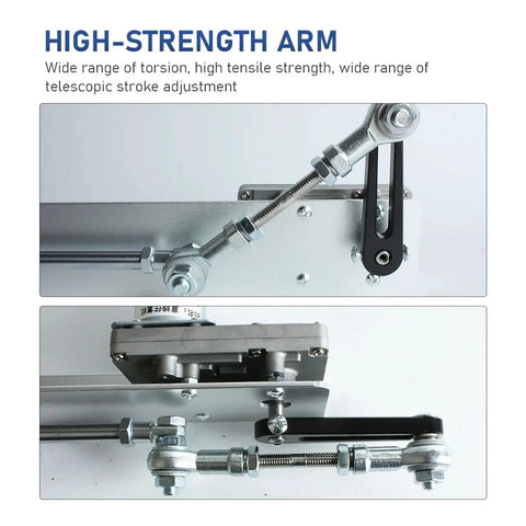 High-strength arm detail of Heavy Duty Reciprocating Linear Actuator 12 Volt 24 Volt DC Motor with adjustable stroke.