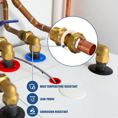 2 Pack One Half Inch Copper Pipe Union Sweat To Male Iron Pipe Threaded Brass Fitting Installed in HVAC System