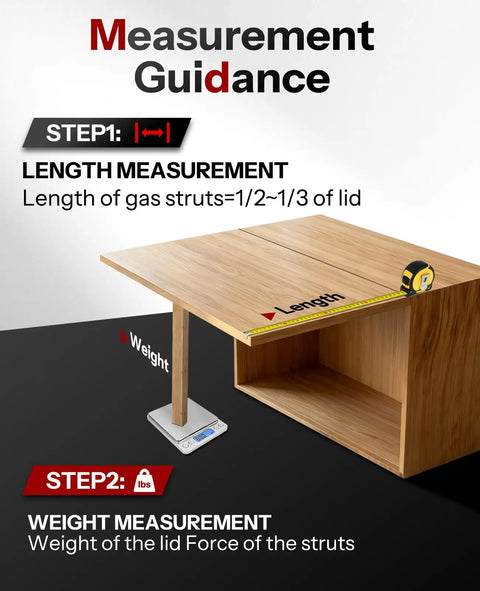 Measurement guidance for Heavy Duty 20 Inch Gas Struts Shocks Pair For Floor Hatch RV Bed Door Storage Trailer Lid 70lb