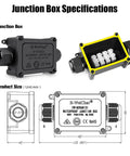 Two Pack IP68 Waterproof Junction Box Two Way Outdoor Underground Electrical Box For Street Lights Buried Lamps Weatherproof Wiring Connector 40A 450V 82X66X42MM Four Position Terminal Block Compatible With 5 To 9 MM 9 To 12 MM And 10 To 14 MM Wires, shown with dimensions