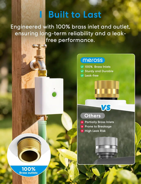Smart WiFi Hose Timer For Garden Irrigation With Brass Inlet And Outlet, Works With HomeKit, Alexa And Google Assistant