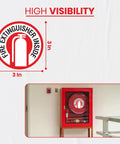 Set Of 15 Durable Vinyl Fire Extinguisher Inside Signs, 3x3 Inch, UV Resistant, installed on wall in public space
