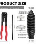 Inner Tie Rod Boot Kit With Boot Clamp Pliers For Steering Rack Boots Includes Ties And Clamps Cuttable Size Ranges From 0.39 To 1.77 Inches
