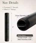 10 Pack 1 Inch By 8 Inch Black Malleable Iron Pipe Nipples Fittings For DIY Steampunk Industrial Vintage Decor, size details