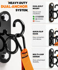 Heavy Duty Stackable Resistance Bands With Wall Anchor And Door Mount For Home Gym Upgrade, dual-bolt mount with quick-slip hook.