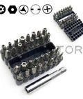 Drop Dead Tough Tamper Proof Security Bit Set Loaded With Rock Solid Phillips Torx And Hex Magnetic Drivers For Power Drills And Impact Guns 33 Piece Chrome Vanadium Steel Kit with various driver bits.