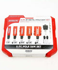 Diablo 9-piece hole saw set in red case with orange hole saws visible, front view