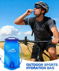 Cyclist using Lightweight Hiking Water Bladder With Large Opening, Ergonomic Handle, Cold Resistant Touch, Hydration Bag