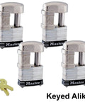 4 Pack Keyed Alike Trailer And Multi Purpose Padlocks With 8 Keys 37KA4 Outdoor Weather Resistant Lock Set