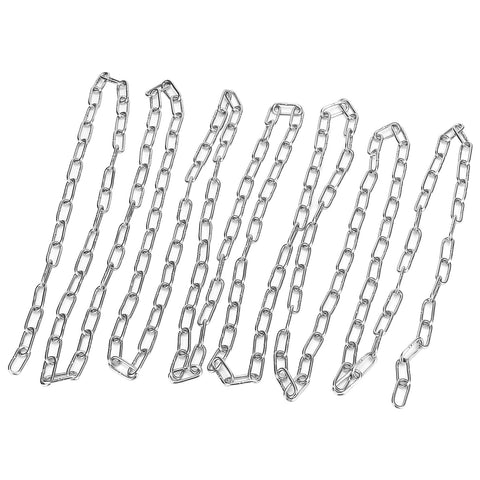 Heavy Duty 1/8 Inch By 49 Feet Stainless Steel Coil Chain With Galvanized Polished Finish laid out in linear segments.