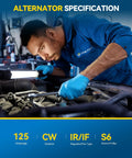 Mechanic installing 125-Amp High Output Alternator Replacement for Chevy Impala 2006-2011 3.5L and 3.9L, Monte Carlo 2006-2007