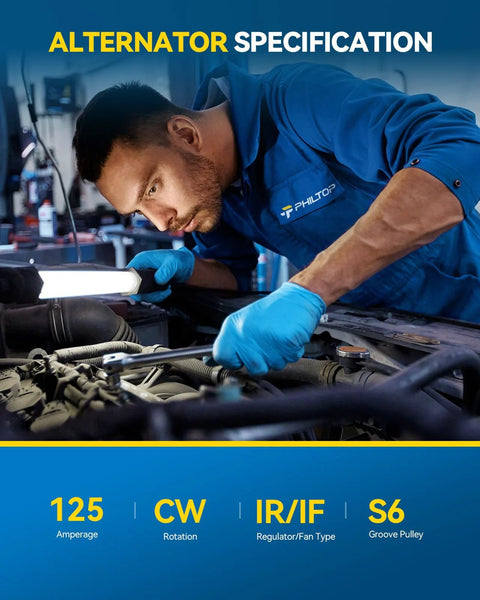 Mechanic installing 125-Amp High Output Alternator Replacement for Chevy Impala 2006-2011 3.5L and 3.9L, Monte Carlo 2006-2007
