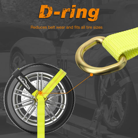 Heavy Duty Car Tie Down Straps With Flat Hooks 10000 Lb Break Strength 4 Pack Tire Ratchet Straps For Trailers Trucks And UTVs