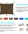 Diagram showing 11 By 17 Foot Mocha Sun Shade Sail Rectangle Canopy Shade Cloth UV Resistant Patio Pergola Cover HDPE installation.