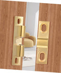 Heavy Duty Cabinet Latches Set 24 Pcs Golden Finish Brass Ball Tension Latches on wooden door, close-up view.