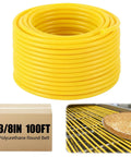 Hollow Round PU Conveyor Belt Three Eighths Inch Diameter One Hundred Feet Roll Pro Grade Flexible Drive Belt in Yellow
