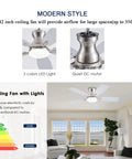 Low Profile 42 Inch Ceiling Fan With Lights And Remote Control App Compatible Flush Mount DC Reversible Motor Ultra Quiet
