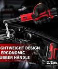 Cordless Electric Ratchet Wrench Set With 40 Ft-Lbs Torque, 550 RPM, 16.8V Power Tool, 3/8 Inch Drive, 1/4 Inch Adapter, LED Light, Dual 2.0Ah Batteries And Fast Charger, black and red handle