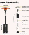 50,000 BTU Outdoor Patio Heater With Round Table Design, Double Layer Stainless Steel Burner, ETL Certified, component diagram
