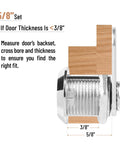 Heavy Duty Zinc Alloy Cam Cabinet Locks 5 8 Inch Throw 3 Pack Keyed Alike Solid Silver Finish, measuring door fit specifications.