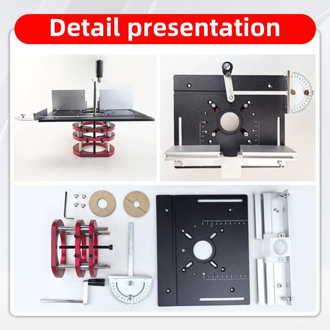 Detail view of Aluminum Alloy Router Kit With Table Base Plate And Liftable Base For Router Table Insert, CNC-finished.