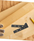Two Pack Heavy Duty Pivot Hinge Hidden Door Hardware For Secret Doors Easy Install Kit shown on wooden panel with pencil and glove